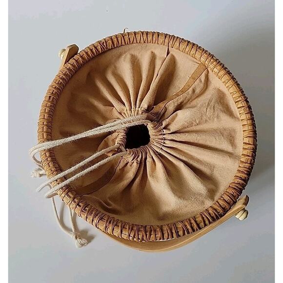 Vintage Nantucket Lightship Lined Woven Wicker Handled Basket 10" Cottagecore - Picture 6 of 16